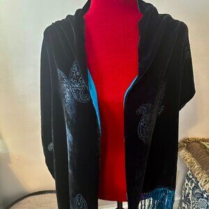 ELAINE GOLD FOR COLLECTION XIIX LTD Black Velet fringe Scarf